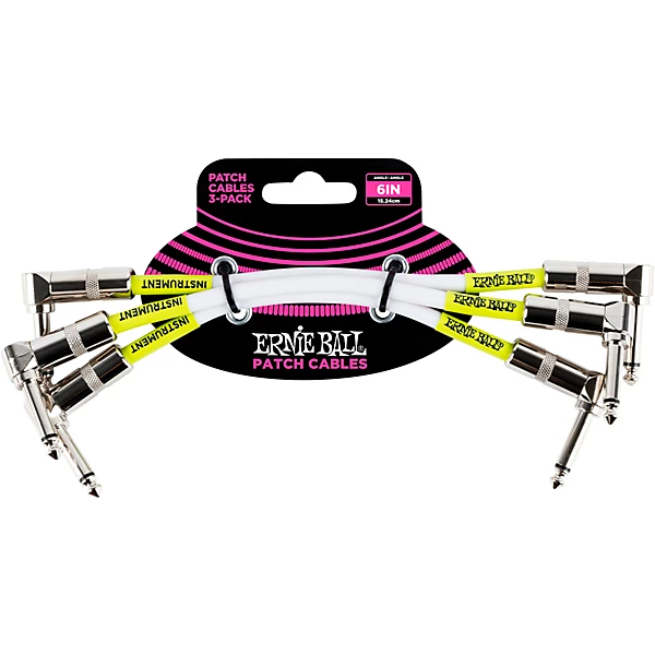 Ernie Ball 6 Instrument Patch Cable 3 Pack 6 in White