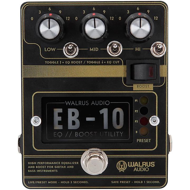 EB 10 Preamp EQ Boost Effects Pedal Black