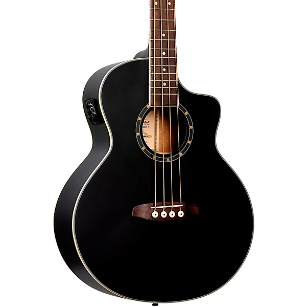 D7CE 4 String Acoustic Electric Cutaway Bass Guitar Satin Black