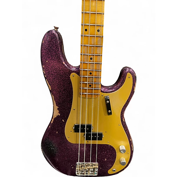 Used 2022 Fender 58 p bass hvy rel aged magenta sparkle Electric Bass Guitar