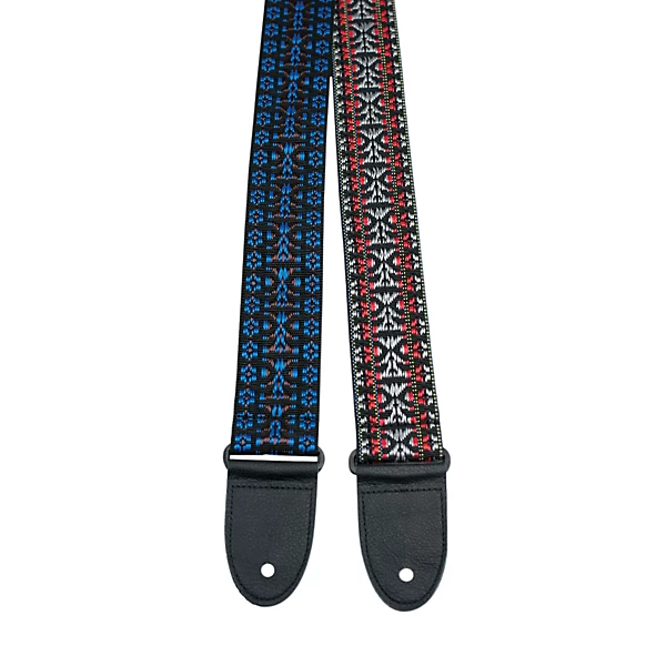 Hootenanny Design Woven Guitar Strap Red Silver