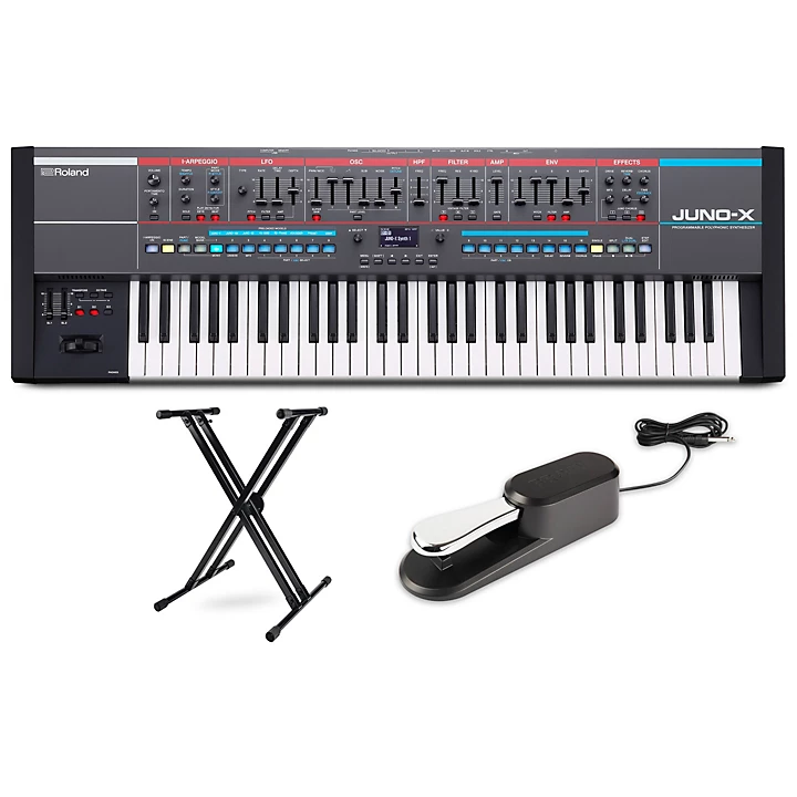 JUNO X With Proline Sustain Pedal and X Stand
