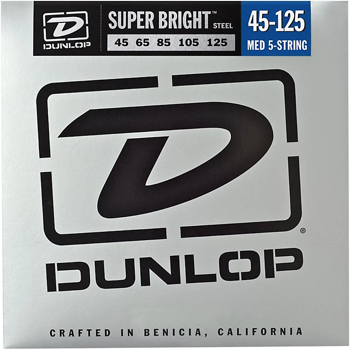 Super Bright Steel Medium 5 String Bass Guitar Strings