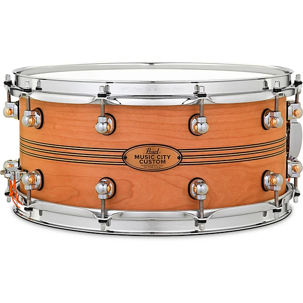 Music City Custom Solid Shell Snare Cherry with Boxwood Rose TriBand Inlay
