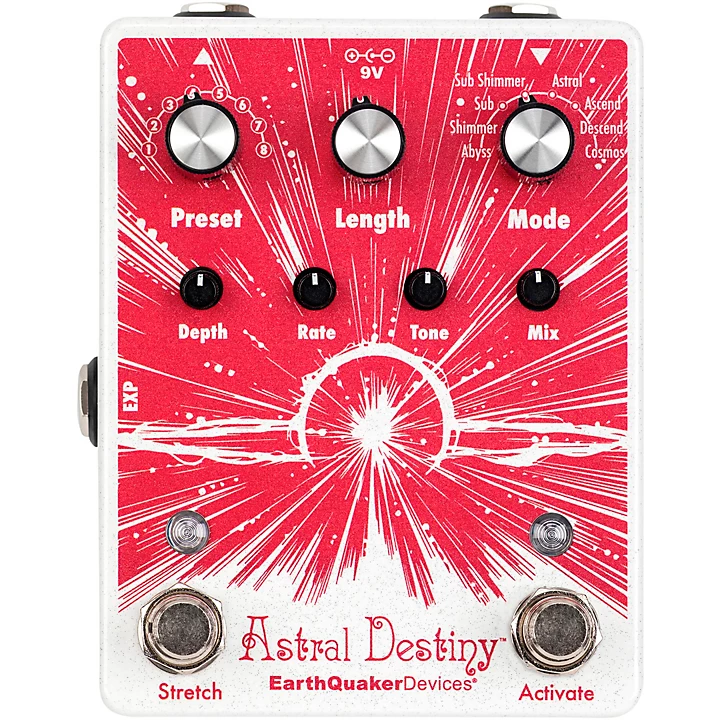 Astral Destiny Modulated Octave Reverb Effects Pedal Red