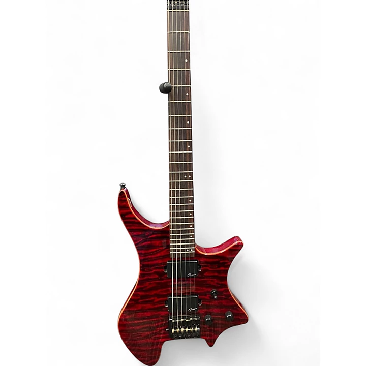 Used Grote Headless Red Flame Solid Body Electric Guitar