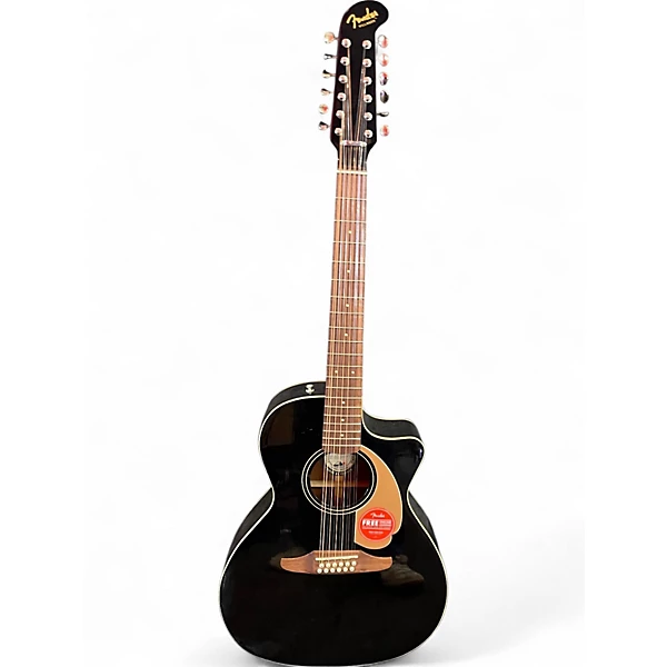 Used Fender Villager SCE Black 12 String Acoustic Electric Guitar