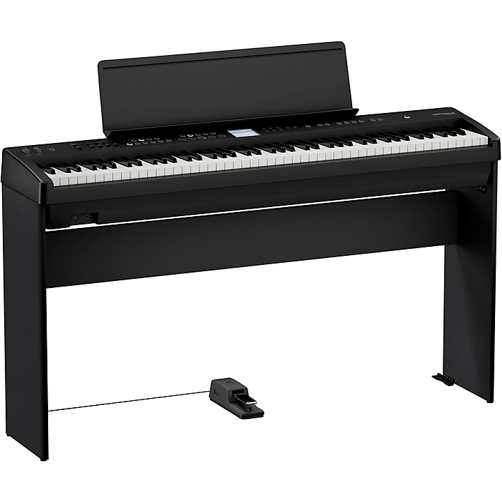 FP E50 Digital Piano with Matching Stand and Sustain Pedal Black