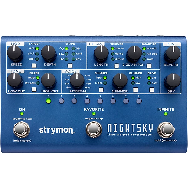 Strymon NightSky Time Warped Reverberator Effects Pedal Blue
