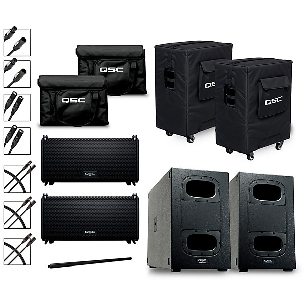 2 LA108 Pole Mounted Active Line Array Speaker Package With 2 KS212C Subwoofers