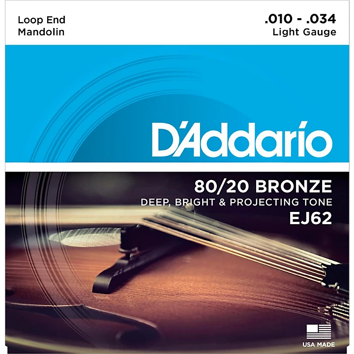 EJ62 80 20 Bronze Mandolin Strings Light 10 34