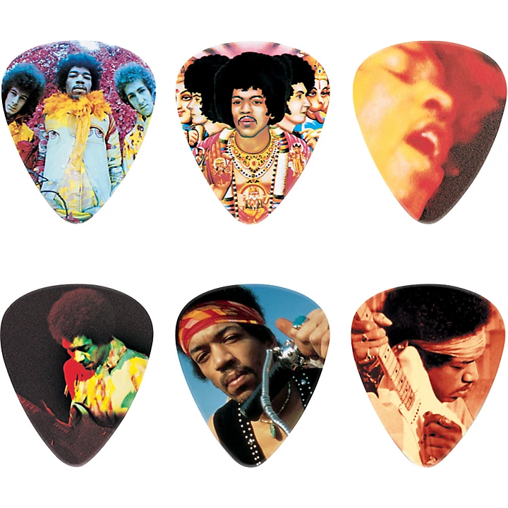 Jimi Hendrix Montage Pick Tin with 6 Heavy Picks