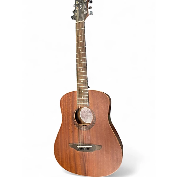 Luna Used Luna Safari Tattoo 3 4 Size Mahogany Acoustic Guitar