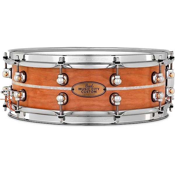 Music City Custom Solid Shell Snare Cherry with Nicotine Marine Inlay