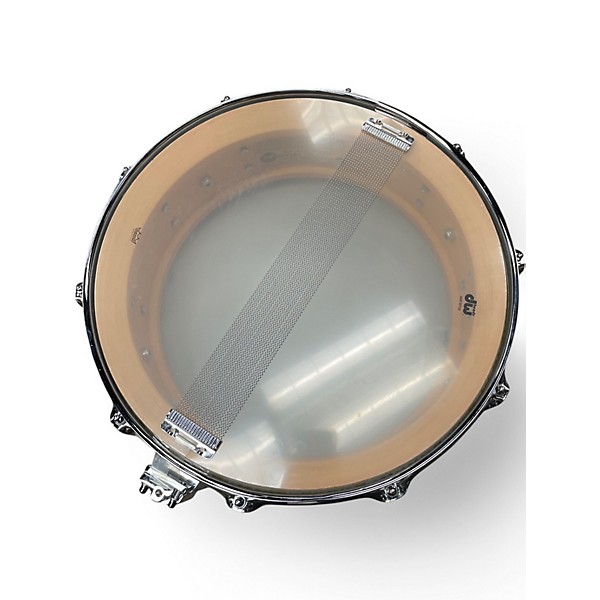 DW Used DW 45X14 Collectors Series Finish Ply Super Solid Maple Snare White Marine Pearl Drum.gc