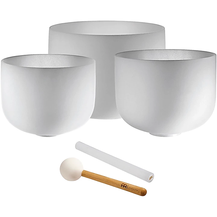 MEINL Sonic Energy 3 Piece Crystal Singing Bowl Set, A4/F4/C4, 432 Hz