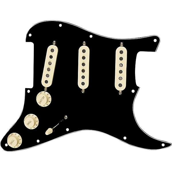 Stratocaster SSS Tex Mex Pre Wired Pickguard Black White Black