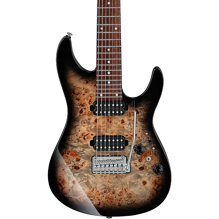 AZ Premium 7 String Electric Guitar Charcoal Black Burst