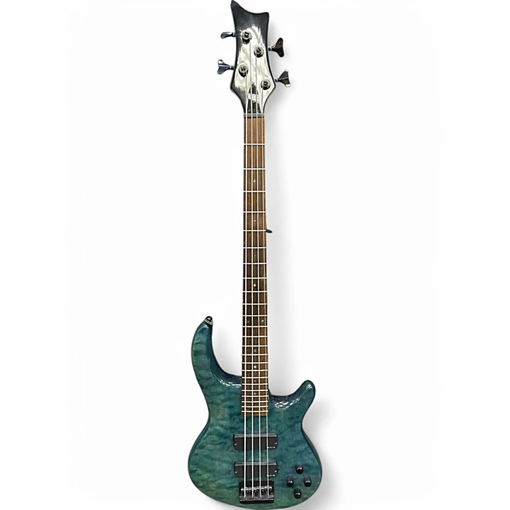 Used Dean Edge Q4 Trans Blue Electric Bass Guitar