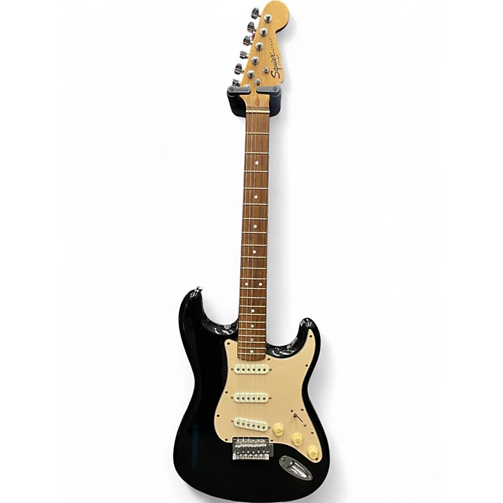 Used Squier STRATOCASTER BLACK Solid Body Electric Guitar