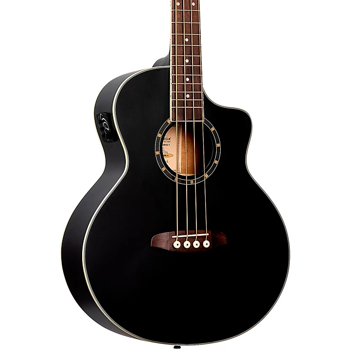 D7CE 4 String Acoustic Electric Cutaway Bass Guitar Satin Black