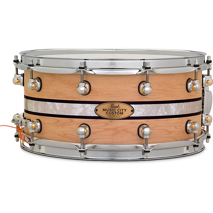 Music City Custom Solid Shell Snare Maple with DuoBand Ebony Marine Inlay