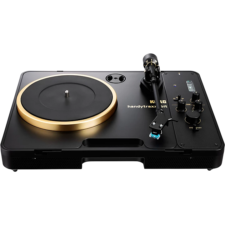 handytraxx 1bit High Resolution Portable Record Player with NuTube Black Gold