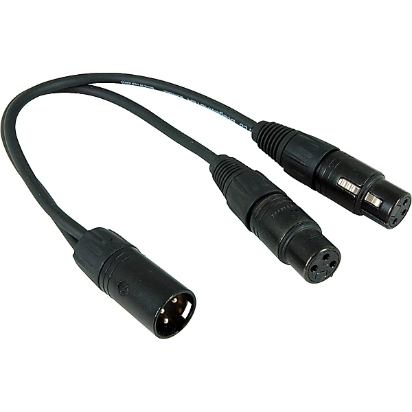 Y Mic Cable Male XLR to 2 Female XLR 1 ft