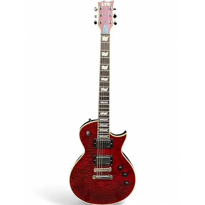 Used ESP LTD EC401QM Red Solid Body Electric Guitar