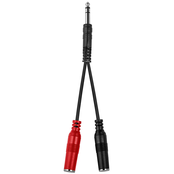 Essential Y Adapter 1 4 TRS to 1 4 TS Female Black 6 in