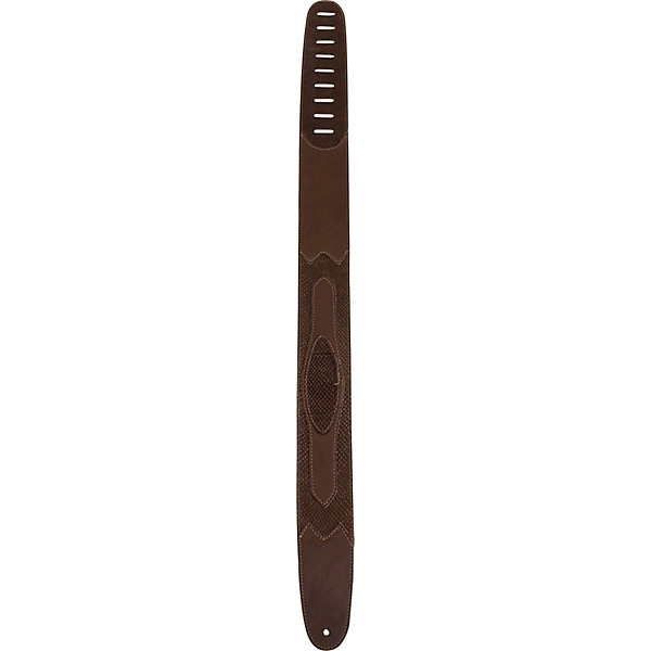 25 Leather Guitar Strap Brown on Brown Snake Skin
