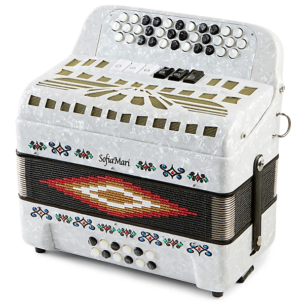 SofiaMari SMTT 3412 Two Tone Accordion Level 2 White Pearl Fa Mi