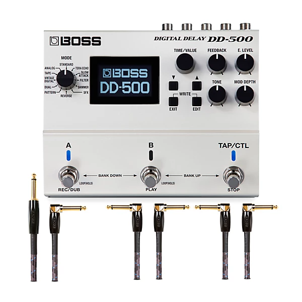 DD 500 Digital Delay Effects Pedal and Instrument Cables Bundle