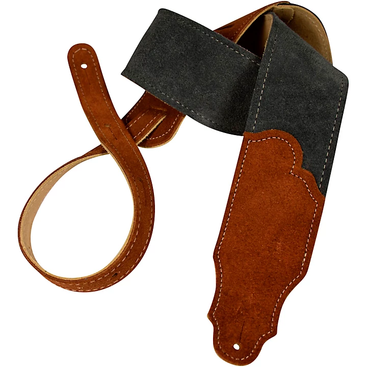 Sedona Suede Guitar Strap Gray with Rust Endtabs