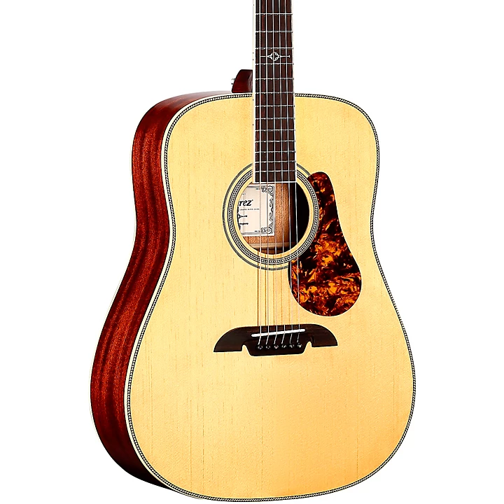 Alvarez MD60E Herringbone Dreadnought Acoustic Electric Guitar Natural