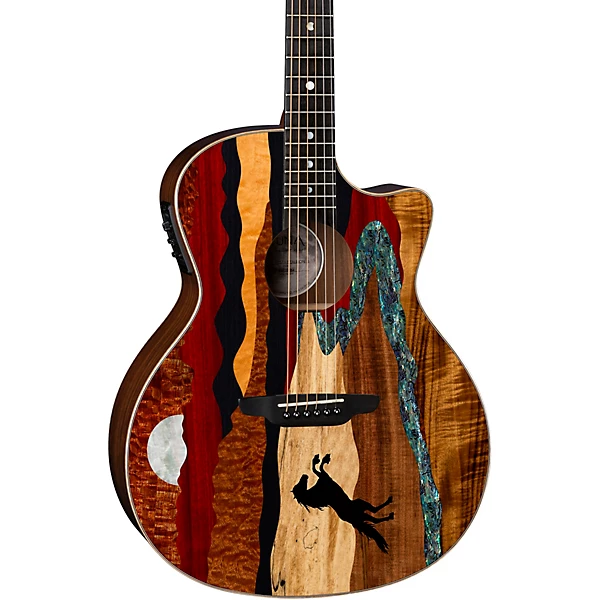 Vista Stallion Acoustic Electric Guitar with Case Gloss Natural