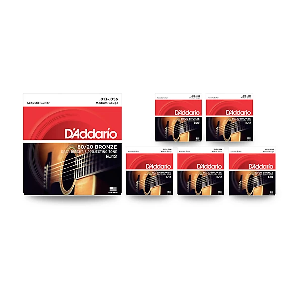 EJ12 80 20 Bronze Medium Acoustic Guitar Strings 3 Pack
