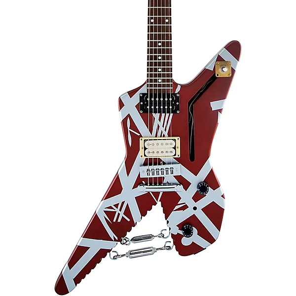 Striped Shark Electric Guitar Burgundy Red and Silver