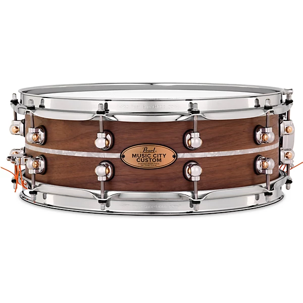 Music City Custom Solid Shell Snare Walnut with Nicotine Marine Inlay