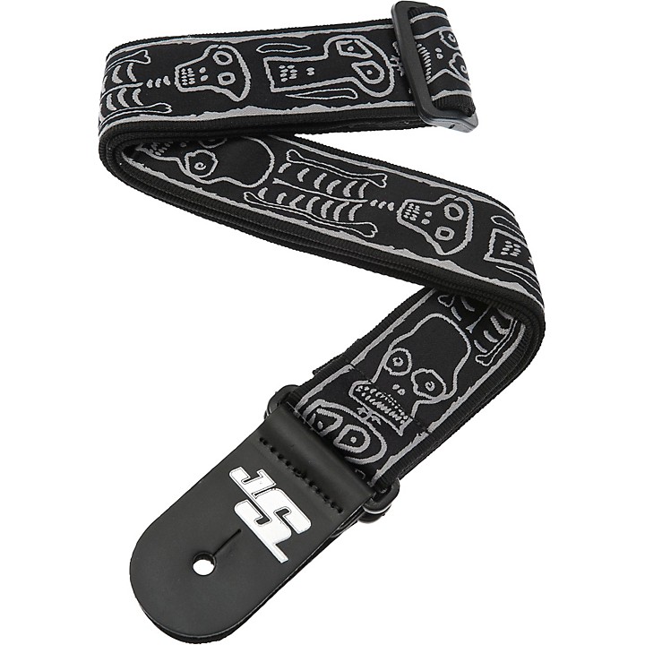 Joe Satriani Nylon Guitar Strap Black Gray Skull N Bones