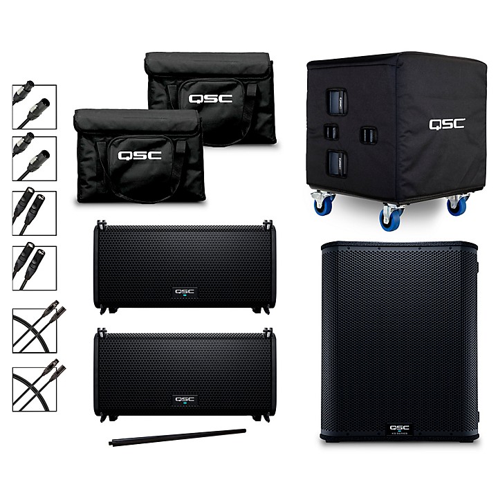 2 LA108 Pole Mounted Active Line Array Speaker Package With KS118 Subwoofer