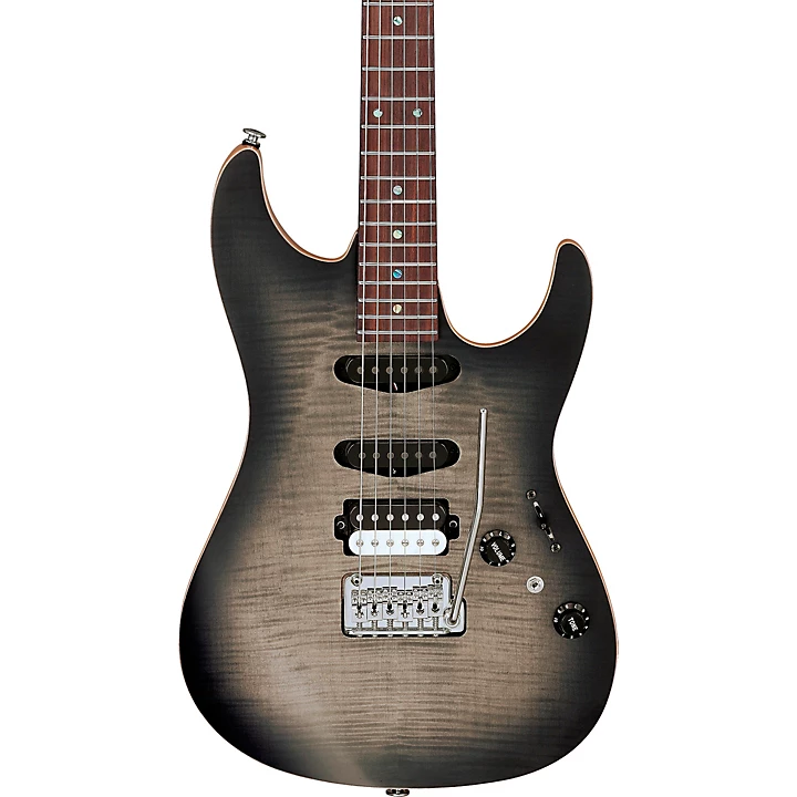 Tom Quayle Signature 6str Electric Guitar Charcoal Black Burst Flat
