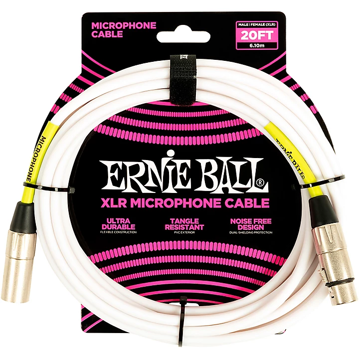 XLR Microphone Cable 20 ft White