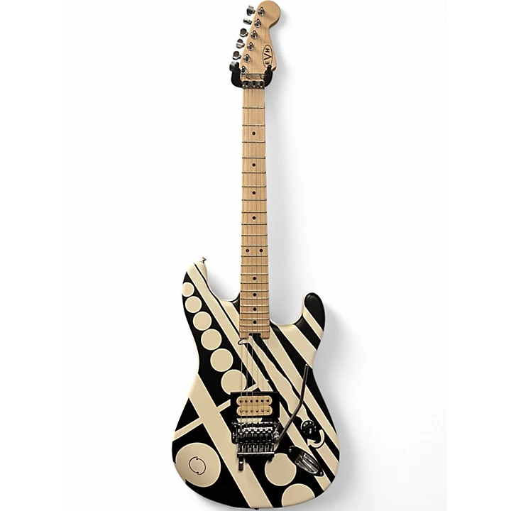 EVH Used EVH Stripe Series Circles Black and White Solid Body Electric Guitar