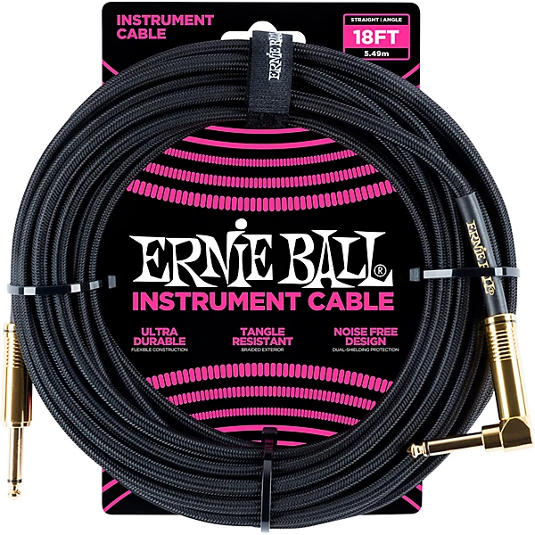 18 Straight to Angle Braided Instrument Cable Black Black