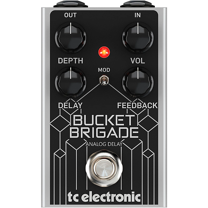 Bucket Brigade Analog Delay Effects Pedal Black and Silver