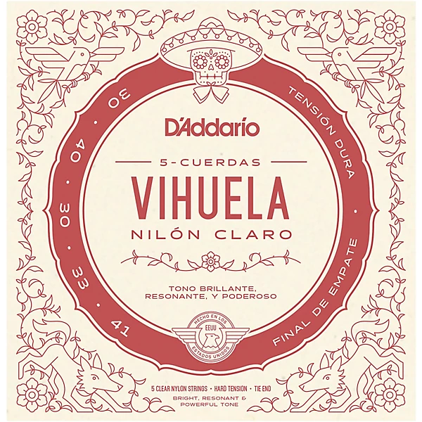 Vihuela 5 String Set Clear Nylon Hard Tension