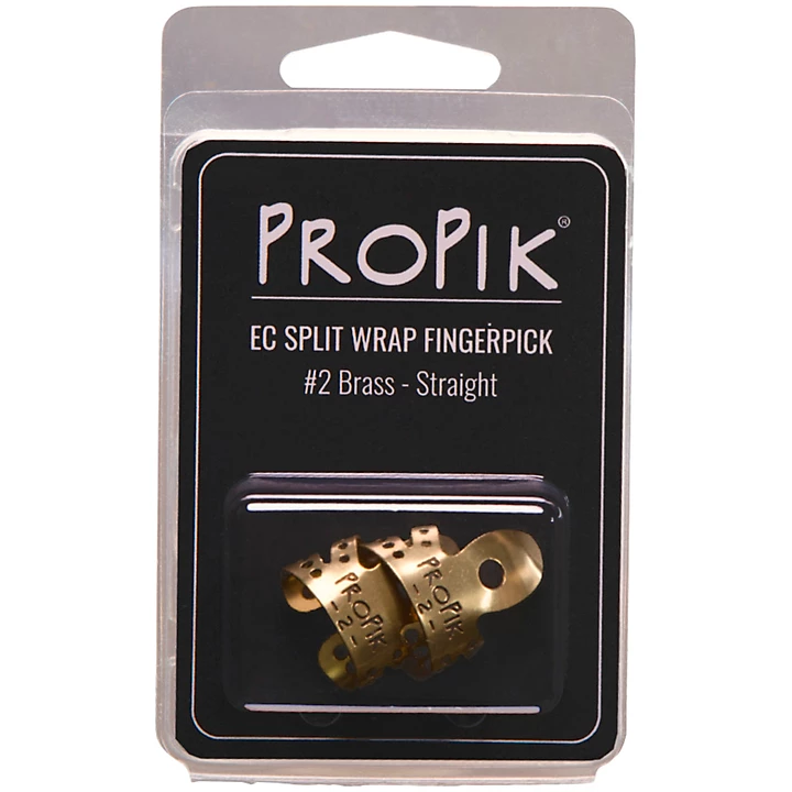 2 Brass Straight EC Split Wrap Finger Pick 2 Pack