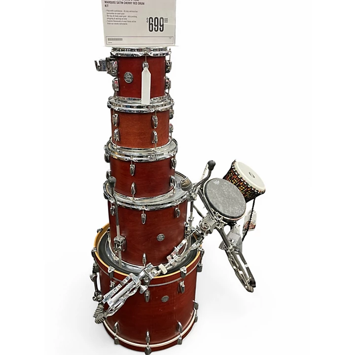 Used Gretsch Drums 5 Piece Marquee Satin Cherry Red Drum Kit