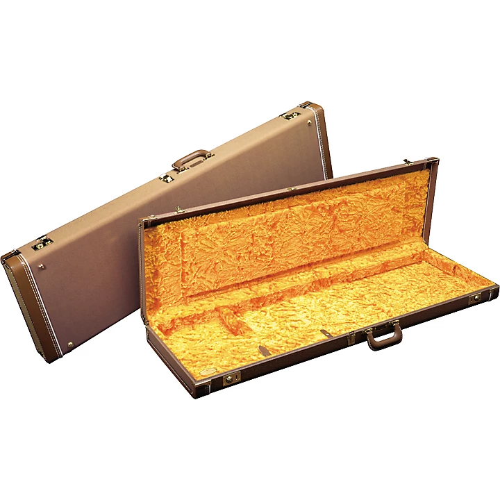 Jazzmaster Hardshell Case Brown Gold Plush Interior